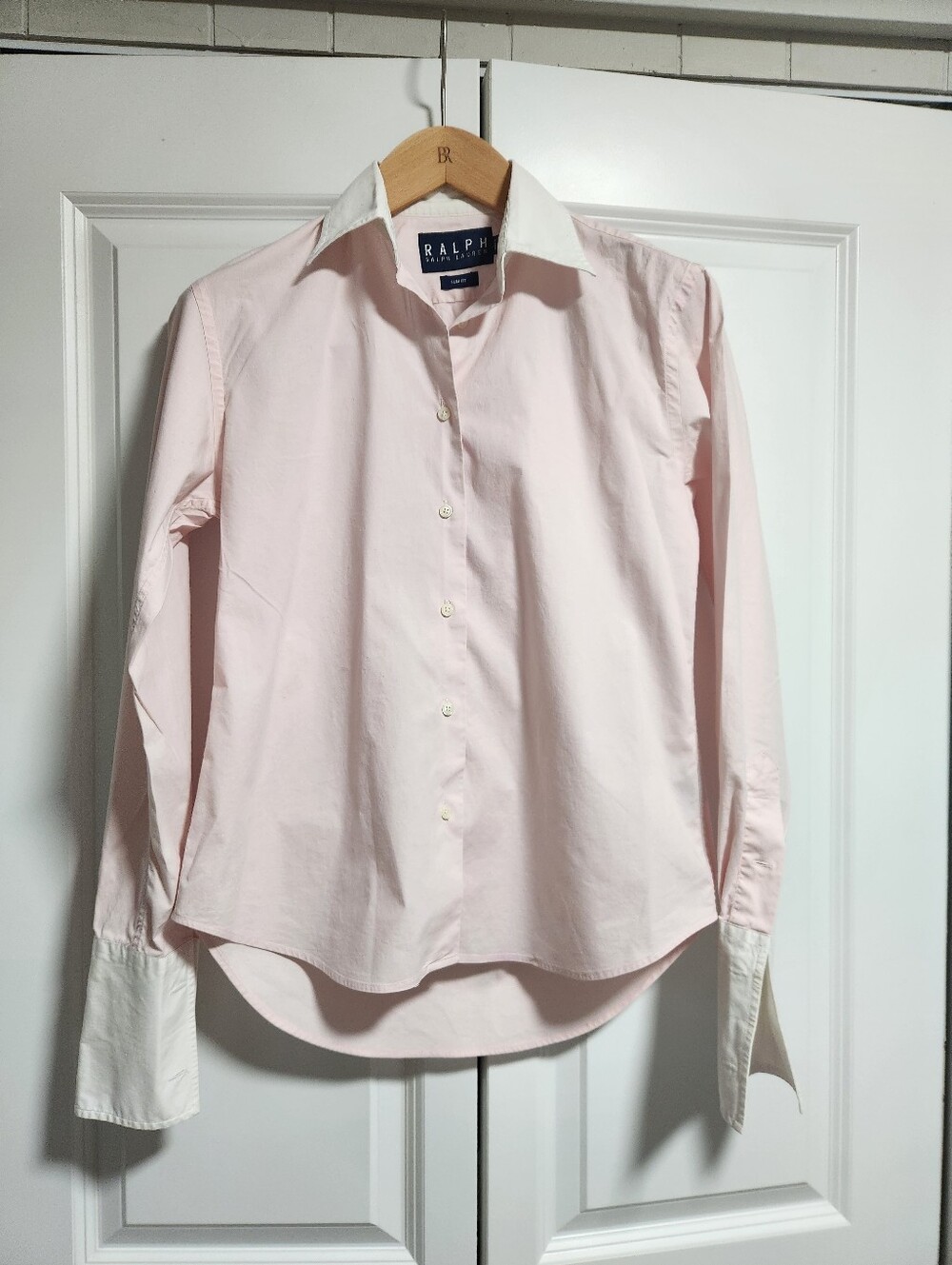 Vintage Ralph Ralph Lauren Pink Slim Fit French Cuff Shirt White Collar